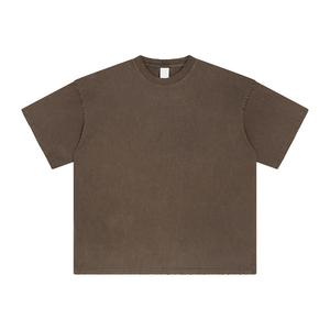 T-shirt pour homme à manches courtes, col rond, surdimensionné, en coton épais, avec impression graphique personnalisée, t-shirts décontractés amples pour homme - Product Image 3