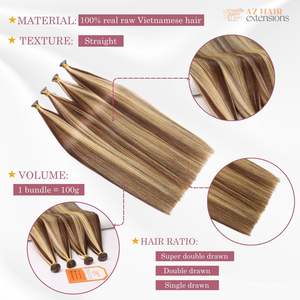 Extensions de cheveux humains alignés sur les cuticules du faisceau de trame Genius Color Highlight de qualité supérieure des donateurs au Vietnam - Product Image 4
