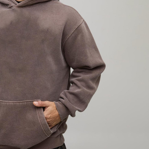 Sweat à capuche oversize en molleton pour homme, 410 grammes, en coton délavé, épais, imprimé avec logo personnalisé, style streetwear, collection automne - Product Image 4