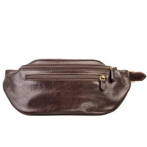 Sac de ceinture unisexe en cuir marron avec fermeture éclair pour usage quotidien - Product Image 2
