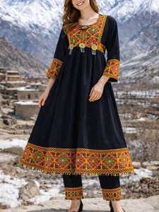 Women's Afghani Casual <b>Dresses</b> Luxury Ethnic Embroidered Bohemian Style Festival Clothing Supplier Collection - Product Image 2