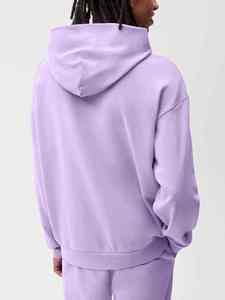 เสื้อฮู้ดดี้สีลาเวนเดอร์แบบยูนิเซ็กซ์ แขนยาว ทรงโอเวอร์ไซส์ ผ้าถัก สีพื้น ดีไซน์กระเป๋า ใส่สบายๆ สำหรับฤดูใบไม้ร่วง - Product Image 4