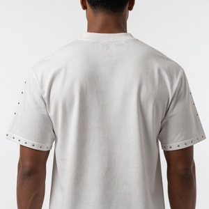 T-shirt surdimensionné personnalisé avec logo imprimé, coupe ample, 100% coton lourd, avec strass, pour homme - Product Image 4