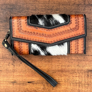 Pochette en fourrure de vachette usinée à la main sculpture portefeuille en cuir multi-usages cuir occidental nouveau Design embrayages élégants pour les femmes - Product Image 2