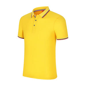 เสื้อโปโลแขนสั้นสีน้ำเงินกรมท่าสำหรับผู้ชาย ทรงปกติ สีพื้น แต่งขอบตัดกัน สไตล์ลำลอง ผ้าถักปิเก้ คอตตอน - Product Image 5