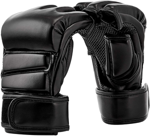 แฮร์รี่ จอห์นสัน โปรดักชั่นถุงมือ MMA หนังสีดำ ปิดด้วยเวลโคร ระบายอากาศได้ดี ถุงมือฝึกศิลปะการต่อสู้ สำหรับผู้ใหญ่ ทุกเพศ - Product Image 1