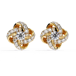 อาจเรเทลต่างหูเพชรธรรมชาติ 0.88 กะรัต ทอง 14K สี HI ความใส VS-SI - Product Image 1