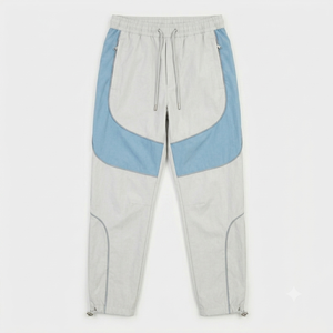 Ensemble de survêtement sportif personnalisé pour homme, veste à capuche et pantalon de jogging, coloris blanc et bleu, respirant, en polyester, idéal pour le printemps - Product Image 4
