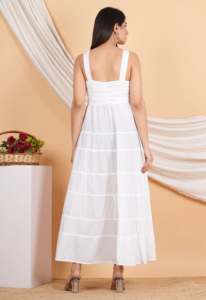 Vestido Maxi de Algodón Liso sin Cuello con Botones, Estilo Bohemio de Verano, Atuendo Formal Elegante para Mujer, Ligero y Cómodo 2 - Product Image 3