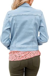 Women's <b>Cropped</b> <b>Denim</b> <b>Jacket</b> Vintage Blue Button Closure Casual Street Style OEM Custom Fashion Outerwear Premium Quality Fit - Product Image 4
