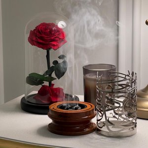 Porta incienso de madera artesanal, Mabkhara árabe de lujo con tapa de diseño metálico para Ramadán, Eid y celebraciones islámicas. - Product Image 5