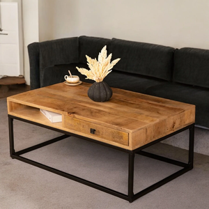 Modern Indian Style Natural <b>Solid</b> <b>Wood</b> Antique Adjustable Coffee Table Brown Industrial Living Room Furniture Dining Kitchen Use - Product Image 3