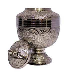 Urne funéraire classique décorative en laiton pour adultes, avec finition mate lisse, pour cendres commémoratives - Product Image 2