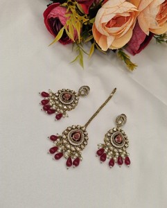 Parure de bijoux ethniques faits à la main, coupe poire, luxe, collier choker Kundan pour femme, collection de bijoux pour réceptions de mariage - Product Image 2