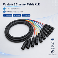 Fabricante OEM ODM, Cable de Audio Profesional XLR de 8 Canales, 3 Pines, Macho a Hembra, con Código de Color, para Mezcladora de Estudio y Escenario