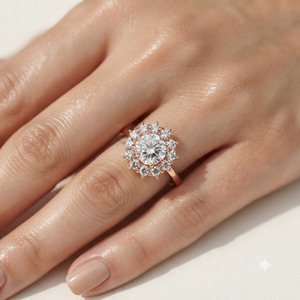 Bague en or massif 18 carats certifiée IGI, diamant de laboratoire de couleur E, clarté VS1, taille ronde 1,20 carat, bague de promesse, cadeau d'anniversaire pour femme - Product Image 1