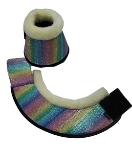Bota de campana de caballo con purpurina hecha a medida, bota duradera de neopreno con piel cómoda, bota de campana de protección de caballo plegada - Product Image 5