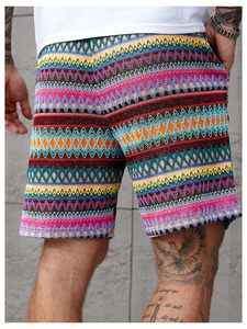Shorts imprimés pour hommes, taille élastique avec cordon de serrage, pour la plage, l'été, les vacances, style tropical, coloré, léger, blanc, pour hommes, été, plage - Product Image 5