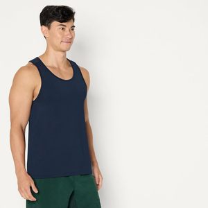 Camiseta sin mangas de algodón ecológico para hombre, transpirable, de secado rápido, deportiva, para gimnasio, con logo frontal, informal, para verano. - Product Image 2