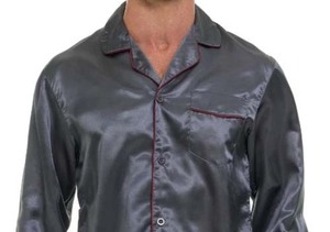 Conjunto de pijama de seda satinada para hombre, de manga larga, color gris sólido, dos piezas, ropa de dormir suave con botones, conjunto para otoño e invierno. - Product Image 2