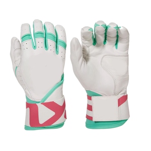 Guantes de Bateo de Cuero Blancos, Verde Menta y Rosa, con Cierre de Gancho y Bucle Ambidextro, Unisex, para Adultos, Equipo de Entrenamiento - Product Image 1