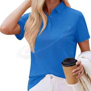Polo d'entreprise pour femmes en coton à manches courtes, personnalisable avec logo OEM, uniforme respirant, vente en gros - Product Image 5