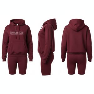 Conjunto Deportivo de 2 Piezas para Hombre, Sudadera con Capucha Marrón y Pantalones Cortos con Cordón, Estampado de Letras, Estilo Casual Holgado para Otoño - Product Image 5