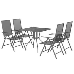 Ensemble de salle à manger de jardin pliable en acier anthracite 4 places, mobilier d'extérieur au design contemporain - Product Image 3