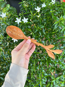 Cuchara de madera con mango de concha, cuchara de madera de fresno para café, té, postre, cuchara de madera con diseño de flor y mariposa, cuchara de madera de Vietnam - Product Image 6