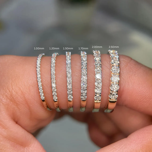 แหวนแต่งงานเพชรแล็บโกรว์สุดหรูแบบครึ่งวง ทองคำแท้ 10K 14K 18K แหวนซ้อนกันได้ พร้อมใบรับรองเพชร เครื่องประดับเจ้าสาว - Product Image 1