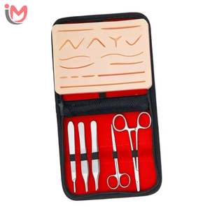 Suture Training Kit Medical Student Instrument Set Stainless Steel Scissors Forceps <b>Needle</b> Holder Red <b>Case</b> Manual Tools Hospital - Product Image 3