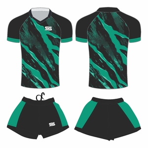 Ensemble de maillots de football rayés sublimés personnalisés, manches courtes, col en V, polyester respirant, haute qualité, unisexe, adulte - Product Image 5