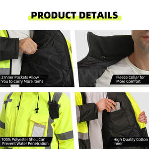 เสื้อแจ็คเก็ตนิรภัยสำหรับฤดูหนาว ผ้าฝ้าย/โพลีเอสเตอร์ สั่งทำพิเศษ มองเห็นได้ชัดเจน ระบายอากาศได้ดี พร้อมโลโก้ด้านหน้า - Product Image 3