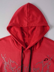 Sweat à capuche pour homme en molleton de coton avec motif en strass, coupe oversize, style streetwear, fabrication sur mesure, approvisionnement en gros - Product Image 4