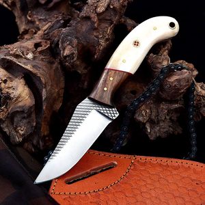 OEM Outdoor Camping Knife <b>Mirror</b> Blade Stag Antler Horn Handle Survival Tactical Hunting Pocket Cowboy Knife for Gift - Product Image 3