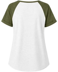 T-shirt Henley personnalisé blanc pour femme, manches courtes, coupe décontractée, en coton, col boutonné, doux, idéal pour l'été - Product Image 2
