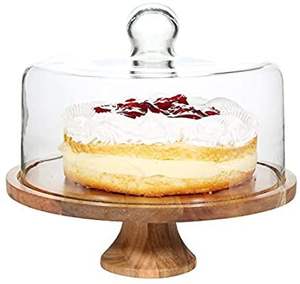 Base redonda de madera para tartas con tapa de cristal para almacenamiento de repostería y decoración moderna como centro de mesa. - Product Image 2