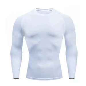 <b>Men's</b> Breathable Quick Dry Polyester <b>Compression</b> Rash Guard <b>Shirt</b> with Front Logo Adult Size Full Sleeve Sport Top - Product Image 3
