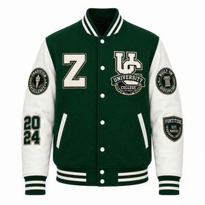 Blouson universitaire personnalisé en gros, fabrication OEM, vêtements d'équipe universitaires, streetwear, style baseball, blouson universitaire en laine douce avec manches en cuir - Product Image 1