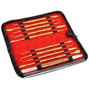 Juego de Herramientas Profesionales para Esculpir Cera Dental, Acero Inoxidable con Recubrimiento Dorado, Kit de Escultura con Estuche de Cuero para Laboratorio - Product Image 3
