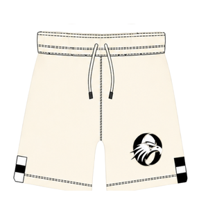 Shorts de rugby noir ivoire à taille élastique avec cordon de serrage, rayés, uniforme d'équipe personnalisé, respirant, pour l'entraînement et la performance sportive - Product Image 1