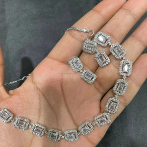 Classic American Diamond Bridal Jewelry <b>Set</b> Two-Piece <b>Necklace</b> <b>and</b> <b>Earrings</b> for Wedding Fashionable Classic Style - Product Image 1