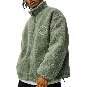 2026 High Quality Organic Unisex Custom Logo Stand Collar Men Fleece <b>Jacket</b> Street Style Sherpa Fleece Embroidery <b>Zip</b> <b>up</b> <b>Jacket</b> - Product Image 2