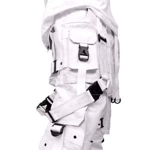 กางเกงคาร์โก้เทคแวร์สีขาวสำหรับผู้ชาย ปี 2026  มีกระเป๋าหลายช่อง สายรัดแบบยุทธวิธี  กระดุมแบบสตรีทแวร์ จ็อกเกอร์ ฮิปฮอป กางเกงสไตล์ยูบาร์น ไซเบอร์พังก์ - Product Image 6