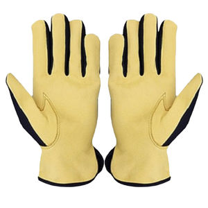 Gants d'assemblage flexibles en cuir de chèvre pleine fleur avec doublure en coton interlock et sangle, gants de protection unisexes pour l'assemblage - Product Image 4