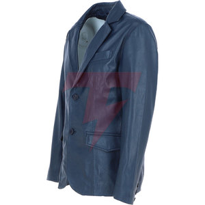 Custom Logo <b>Leather</b> <b>Blazer</b> Double Breasted Breathable American Style Elegant Slim Fit Business Jacket Long Sleeves Refined - Product Image 3