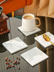 Handmade <b>Marble</b> Coaster <b>Set</b> – Modern Home Decor Accessory White <b>Marble</b> Drink Coasters – Elegant <b>Coffee</b> <b>Table</b> Decor - Product Image 4