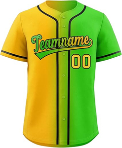 Ventes en gros de maillots de baseball de haute qualité, maillots brodés sublimés, maillots de softball jaunes et verts - Product Image 1