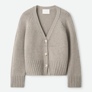 Long Sleeve Knitted Women's Winter <b>Cardigan</b> <b>Sweater</b> Wool/Acrylic Material Coarse Wool Covered Button Closure Patch Design - Product Image 1