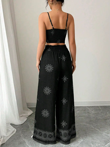 ชุดผู้หญิงลายปักใหม่สำหรับเด็กผู้หญิง เสื้อแขนสั้นพิมพ์ลายตัวอักษรและกางเกงขายาว ชุดเซ็ต 2 ชิ้น - Product Image 2